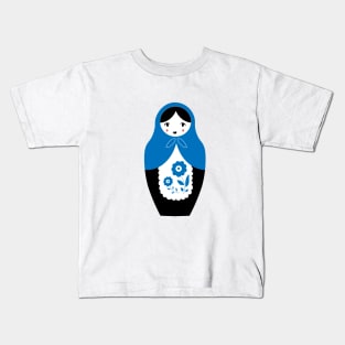 Matryoshka Nesting Doll, Blue Kids T-Shirt